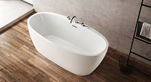 BelBagno BB404-1700-80 Отдельностоящая, овальная акриловая ванна в комплекте со сливом-переливом цвета хром Цвет:Белый