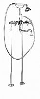 Смеситель Cezares GOLF-VDP2-01-Bi для ванны, с ручным душем, напольный, хром,ручки белые