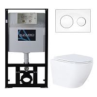 Комплект инсталляции Azario AZ-8010-1000+AZ-8200-0012+AZ-0046N с унитазом Grado N с сиденьем микролифт и кнопка, белая