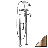 Смеситель Cezares MARGOT-VDPS2-02-Bi для ванны, с ручным душем, напольный, бронза,ручки белые