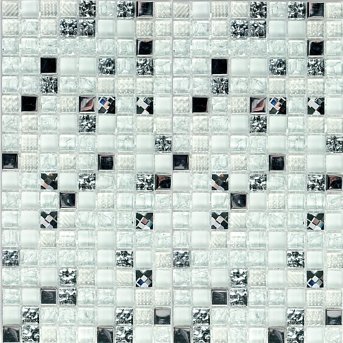 Стеклянная мозаика Bonaparte Мозаика стеклянная и стеклянная с камнем Crystal white купить недорого в интернет-магазине Керамос